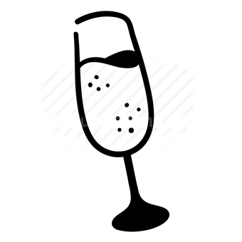 champagne glass, bubbles, celebration, black and white, Vector illustration