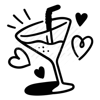 cocktail glass, romance, love, celebration, Vector illustration