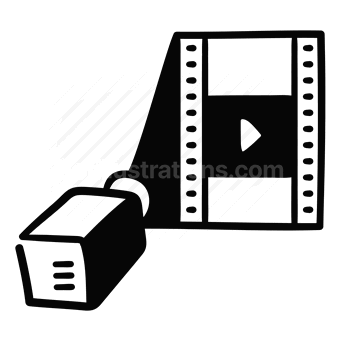 movie film, playback, video player, entertainment media, Vector illustration
