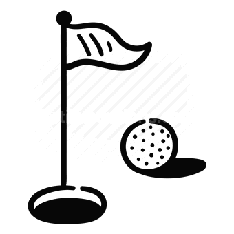 golf, flag, hole, ball, Vector illustration