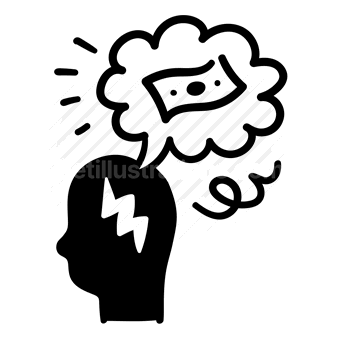 brainstorming, anxiety, overthinking, thought bubble, vector illustration