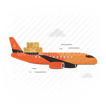 logistic, airplane, aeroplane, plane, box, package, air, transport
