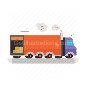 logistic, truck, lorry, box, package, vehicle, transport