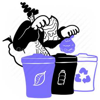 recycle, recycling, sort, trash, bin, garbage, plastic, woman