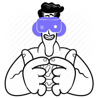 vr, virtual, augmented, reality, glasses, man, hand, gesture