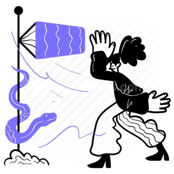 forecast, climate, environment, wind, direction, snake, woman, strong, windy