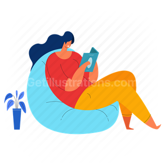 reading, woman, leisure, book