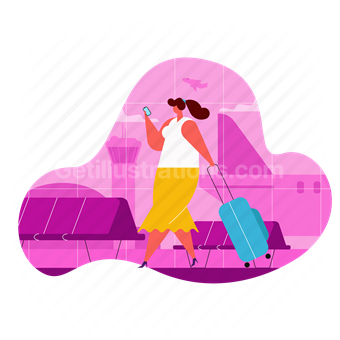 woman at airport, woman, luggage, airport, baggage