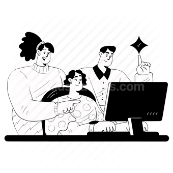 teamwork, team, working together, monitor, computer, woman, man, people
