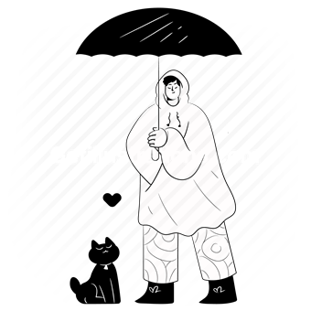 umbrella, protection, safety, cat, animal, pet, rain, raining