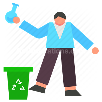 test tube, recycle, arrow, trash, garbage, bin, can, chemsitry