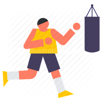 boxing, bag, sport, activity, hobby, workout, gym