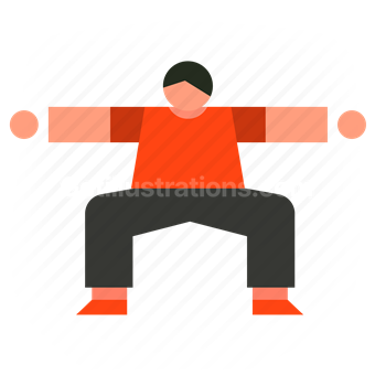 stretch, stretching, squat, workout, gym