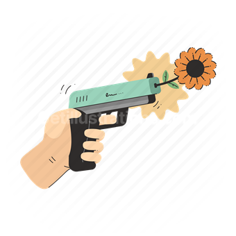 gun, violence, weapon, aggression, peace, flower, power