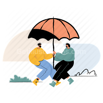 umbrella, protection, insurance, man, woman