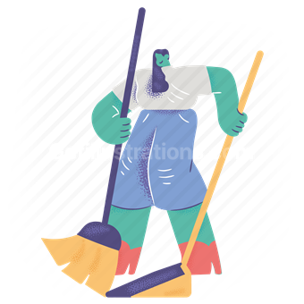 cleaning, clean, housekeeping, broom, sweep, woman, people