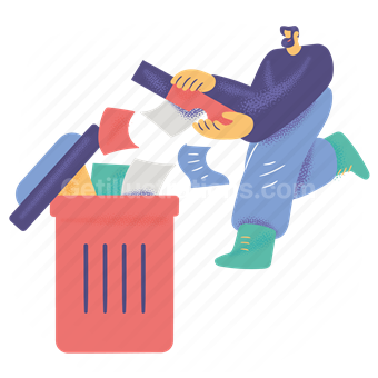 trash, delete, remove, can, garbage, papers, clear, clean, document