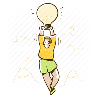 lightbulb, thought, idea, innovation, man