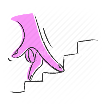 climbing, promotion, stairs, hand gesture