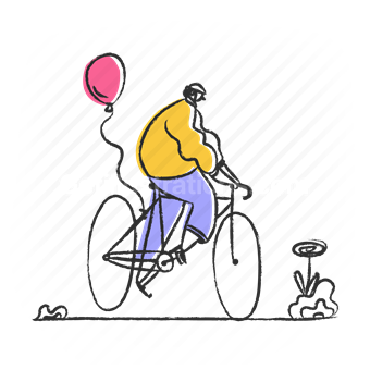casual, bike, bicycle, balloon, leisures, transportation