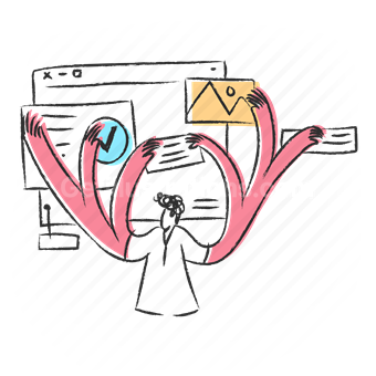 multitasking, webpage, browser, hand gesture, business