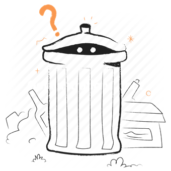 trash, delete, question, lost, garbage, clear, clean, bin, can
