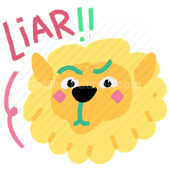 animal, lion, liar, lying, wildlife, sticker, character