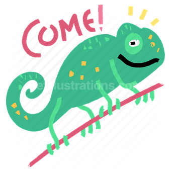 chameleon, animal, wildlife, sticker, character, come, stickers
