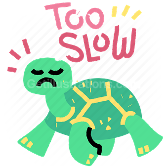 too slow, turtle, animal, sticker, character, speed, slow