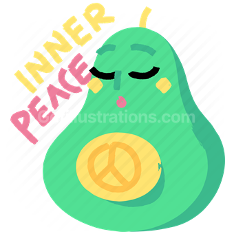 avocado, inner peace, sticker, character, fruit, peaceful, meditation