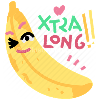 banana, fruit, organic, xtra long, wink, sticker, character