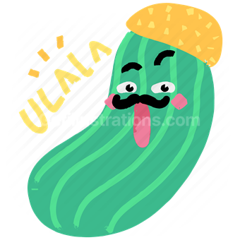 french, cucumber, vegetable, organic, sticker, character, greeting