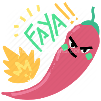 sticker, character, chili, pepper, hot, spicy, faya
