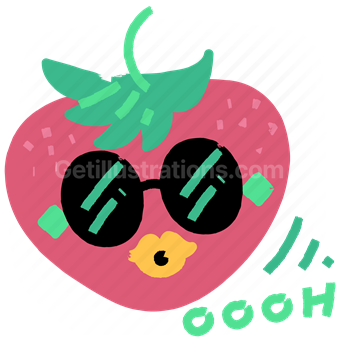 strawberry, cool, sunglasses, fruit, sticker, character, emoticon
