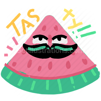 tasty, watermelon, fruit, organic, sticker, character