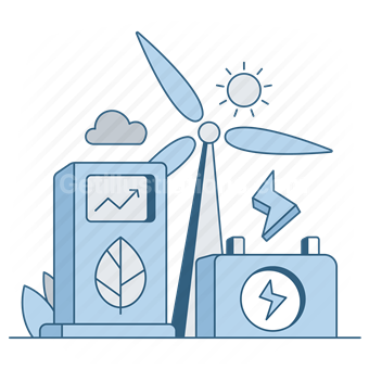 Energy and Industrial, Wind Turbine, Renewable Energy, Vector illustration