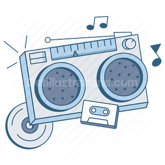 Music and Entertainment, Retro Boombox, Stereo System, Vector illustration