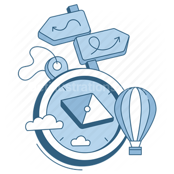 Navigation and Location, Travel and Adventure, Time Management, Vector illustration