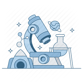 Science and Research, Astronomy, Microscope, Vector illustration