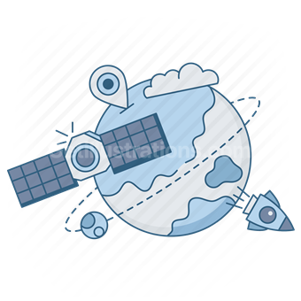 Space exploration, Satellite technology, Global connectivity, Vector illustration