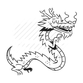 dragon, fantasy, mythical creature, line art