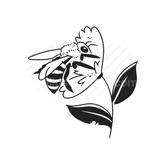 bee, flower, nature, Vector illustration