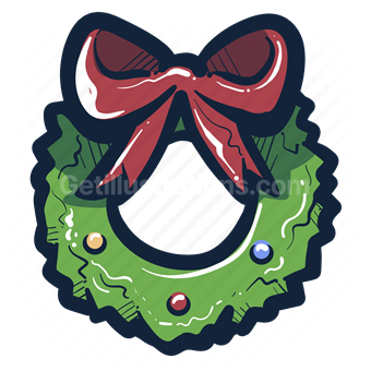 wreath, decor, decoration, ribbon, christmas, holiday, occasion
