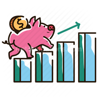 increase, graph, chart, analytics, piggy, bank, savings, investment