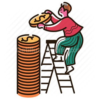 stack, ladder, coin, dollar, fund, funding, woman, profit, savings