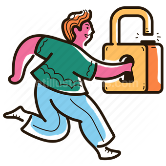 padlock, lock, key, password, login, unlock, passkey, man