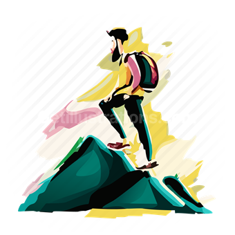mountain, climb, climbing, man, people, person, backpack, outdoors