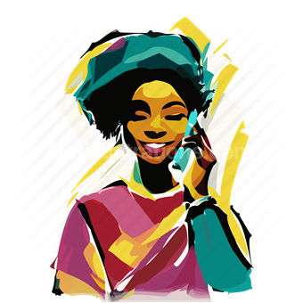 happy, smile, woman, people, person, african, phone, mobile, call, telephone, talk