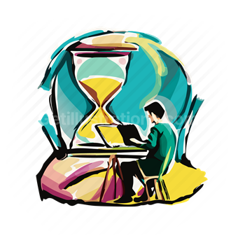 deadline, hourglass, time, clock, workflow, man, people, person