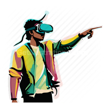pointer, pointing, virtual, reality, glasses, goggles, man, people, person, vr